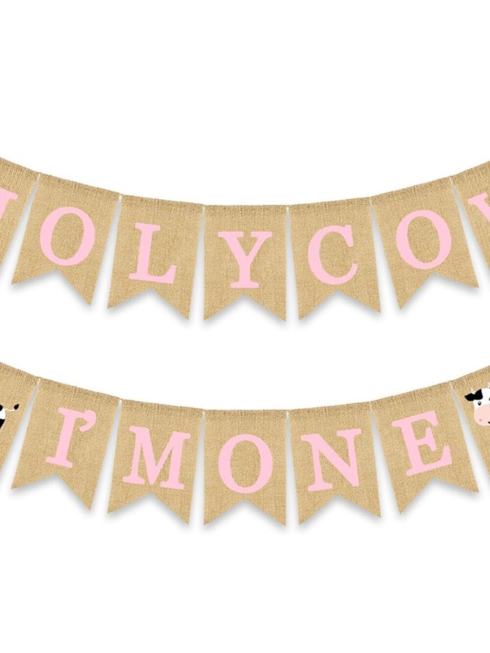 Holy Cow I'm One Banner Farm 1st Birthday Party Decoration Barnyard Burlap Garla